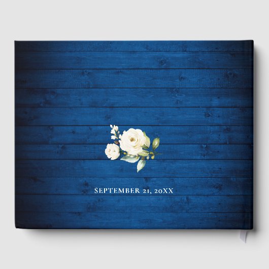 Witte rozen Koninklijk blauwe houten lantaarn Brui Gastenboek (Achterkant)
