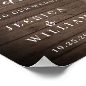 Witte Rozen Lantaarn Rustieke Houten Welkom Bruilo Poster (Hoek)