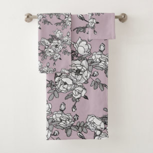 Witte rozen lavendel achtergrond bad handdoek