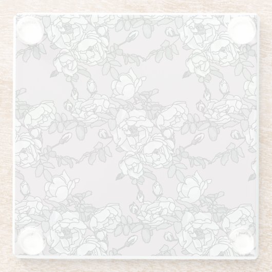 Witte rozen lavendel achtergrond glazen onderzetter (Achterkant)