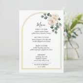 Witte rozen Lente Bloemige Romantische Bruiloft Menu (Staand voorkant)