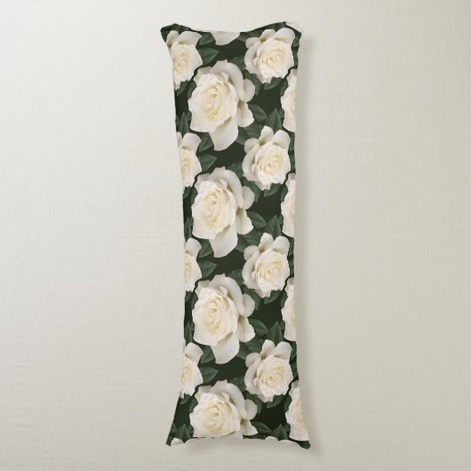 Witte rozen lichaamskussen (Voorkant Verticaal)
