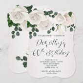 witte rozen Luxurous 60th Birthday Kaart (Voorkant / Achterkant)