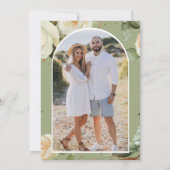 Witte Rozen Mason Jar Foto Marine Blauwe Huwelijk Save The Date (Achterkant)