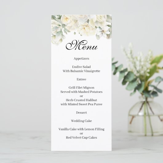 Witte Rozen Menu (Staand voorkant)