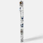 Witte rozen met blauwe bladeren op wit Case-Mate iPhone case (Achterkant / Links)