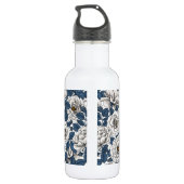 Witte rozen met blauwe bladeren op wit waterfles (Achterkant)