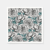 Witte rozen met blauwe bladeren servet (Voorkant)