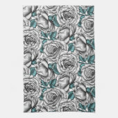 Witte rozen met blauwe bladeren theedoek (Verticaal)