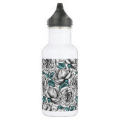 Witte rozen met blauwe bladeren waterfles  (Rechts)