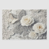 Witte rozen met borduurkantje en vlinder tissuepapier (Voorkant)