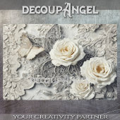 Witte rozen met borduurkantje en vlinder tissuepapier