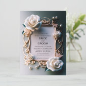 Witte rozen met gouden Ornamenten Kaart (Staand voorkant)