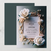 Witte rozen met gouden Ornamenten Kaart (Voorkant / Achterkant)