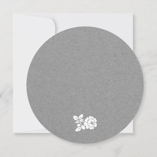 Witte rozen met grijze kraft bruiloft kaart (Achterkant)