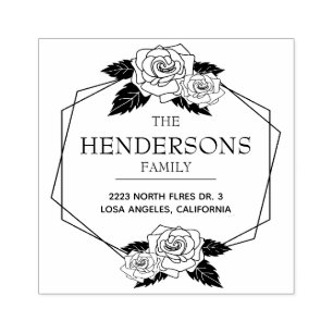 witte rozen met modern lijst rubberstempel