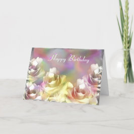 Witte rozen met pasteleffecten kaart