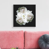 witte rozen met regendruppels canvas afdruk (Insitu (Woonkamer))
