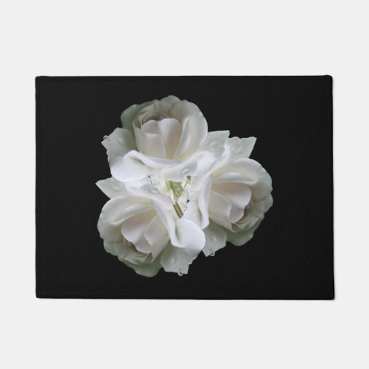 witte rozen met regendruppels deurmat (Voorkant)