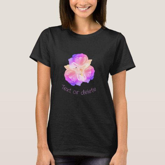 Witte rozen met regendruppels, gepersonaliseerd t-shirt (Voorkant)