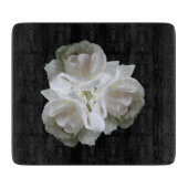 witte rozen met regendruppels snijplank (Voorkant)