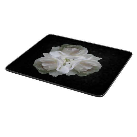 witte rozen met regendruppels snijplank (Hoek)