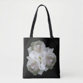 witte rozen met regendruppels tote bag (Voorkant)