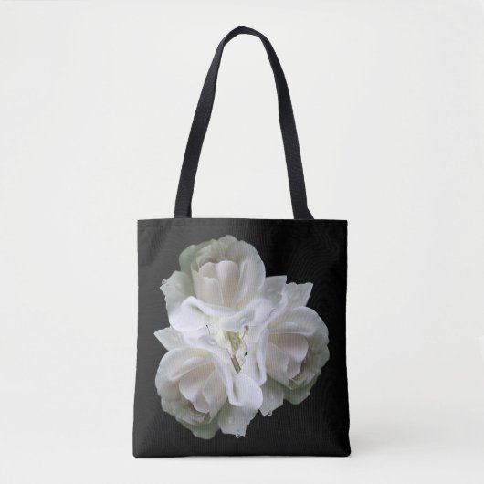witte rozen met regendruppels tote bag (Voorkant)