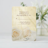Witte rozen met ringen RSVP Kaartje (Staand voorkant)