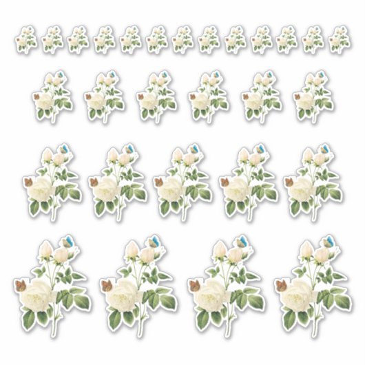 Witte rozen met Stickers van Butterflies (Voorkant)
