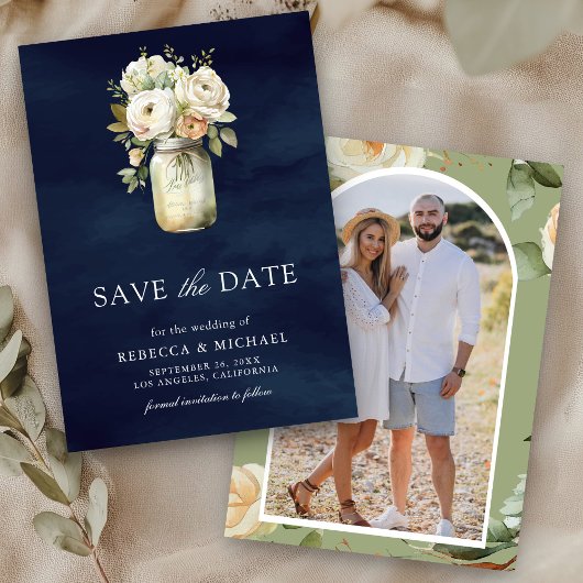 Witte Rozen Metselaars Pot Foto Marineblauwe Huwel Save The Date
