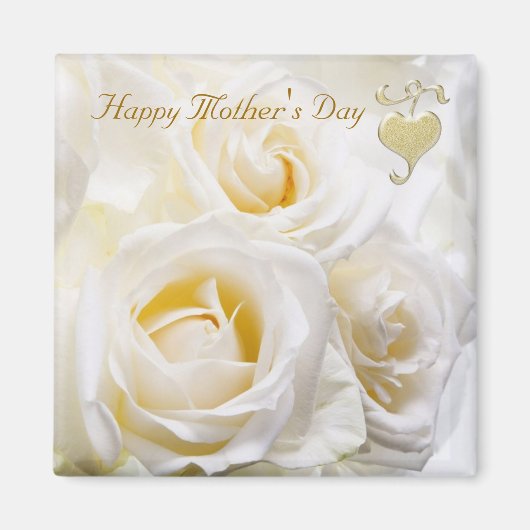 Witte rozen - Moederdag Magnet (Voorkant)