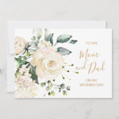 Witte rozen naar mijn moeder en vader op mijn huwe kaart (Voorkant)