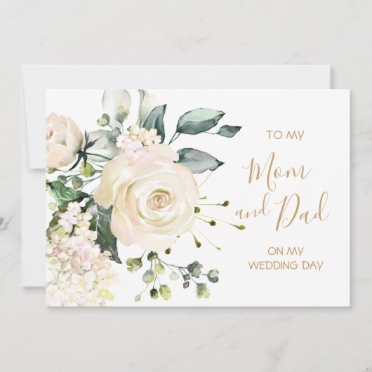 Witte rozen naar mijn moeder en vader op mijn huwe kaart (Voorkant)