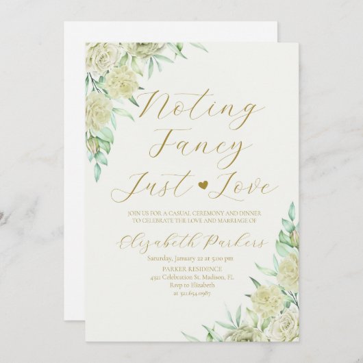 Witte Rozen Niets bijzonders Gewoon Liefde Vluchte Kaart (Voorkant / Achterkant)