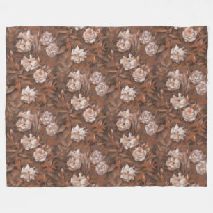 Witte rozen, nostalgische florale gekleurde grondk fleece deken