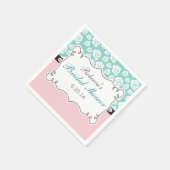 Witte rozen op Aqua & Roze Vrijgezellenfeest Servet (Hoek)