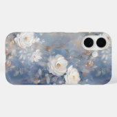 Witte rozen op blauwe achtergrond olieverfstijl Case-Mate iPhone case (Achterkant (horizontaal))