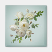 Witte rozen op droomgroene magneet (Voorkant)