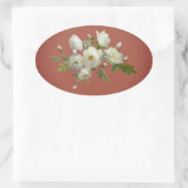 Witte rozen op droomgroene ovale sticker (Tas)