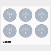Witte Rozen op Dusty Blue Wedding Bedankt Sticker (Vel)