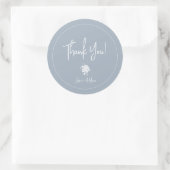 Witte Rozen op Dusty Blue Wedding Bedankt Sticker (Tas)