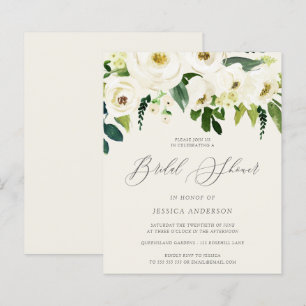 Witte rozen op een uitnodiging van de Bridal van d