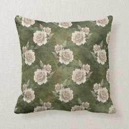 Witte rozen op groen kussen