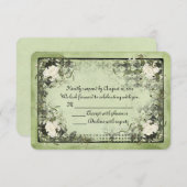 witte rozen op groen met zwart lijst RSVP (Voorkant / Achterkant)