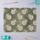 Witte rozen op groene ontkoppeling tissuepapier (Craft)