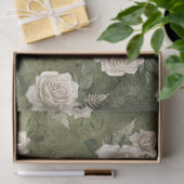 Witte rozen op groene ontkoppeling tissuepapier (Geschenk)