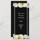Witte rozen op het programma voor de bruiloft in d programmakaart (Voorkant / Achterkant)