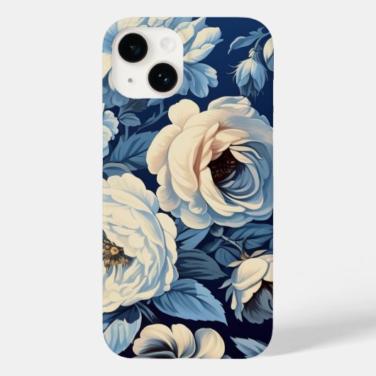 Witte rozen op Indigo blauwe achtergrond Case-Mate iPhone Case (Achterkant)