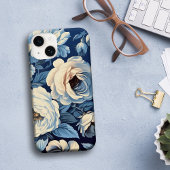 Witte rozen op Indigo blauwe achtergrond Case-Mate iPhone Case
